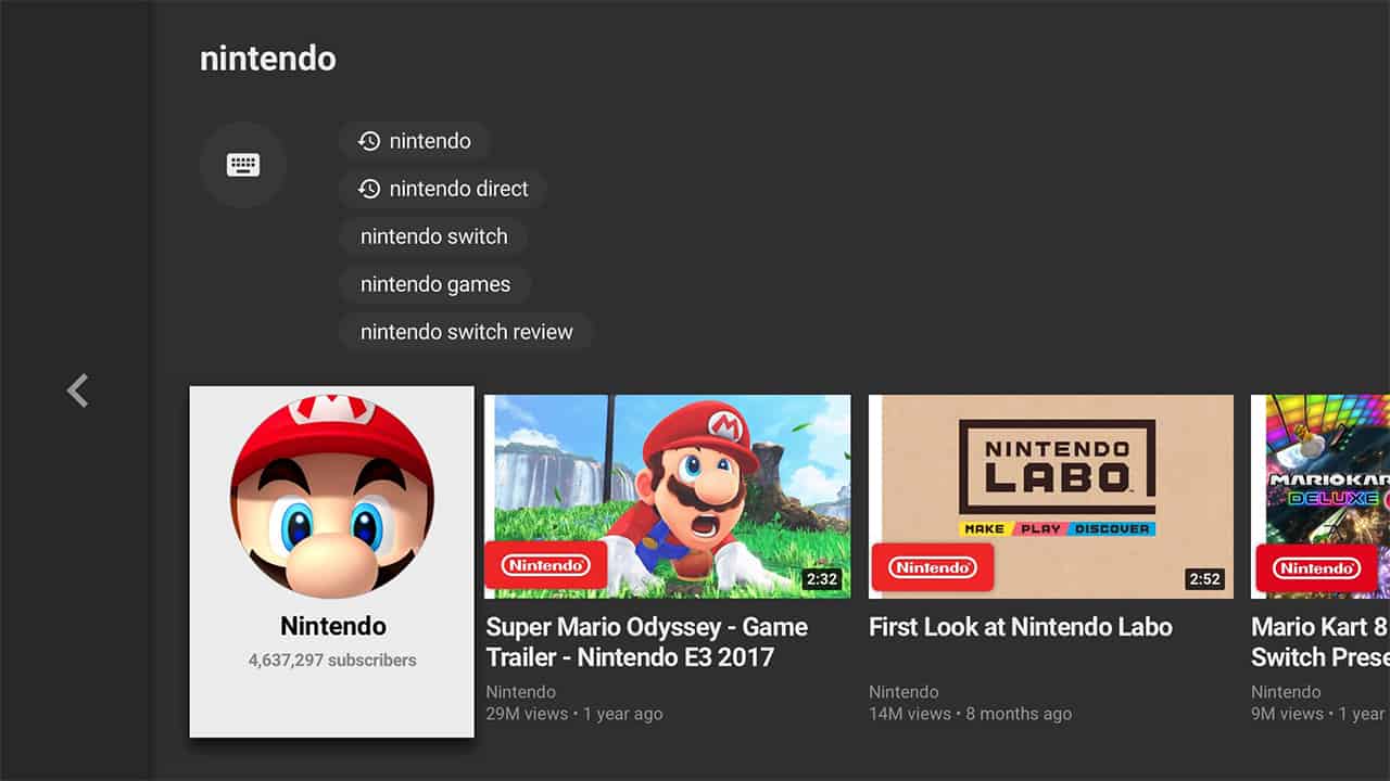 Nintendo Switch YouTube-App